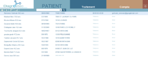 Liste des patients sur Diagnosteo
