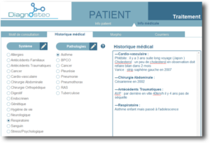 Ecran historique médical, Info patient