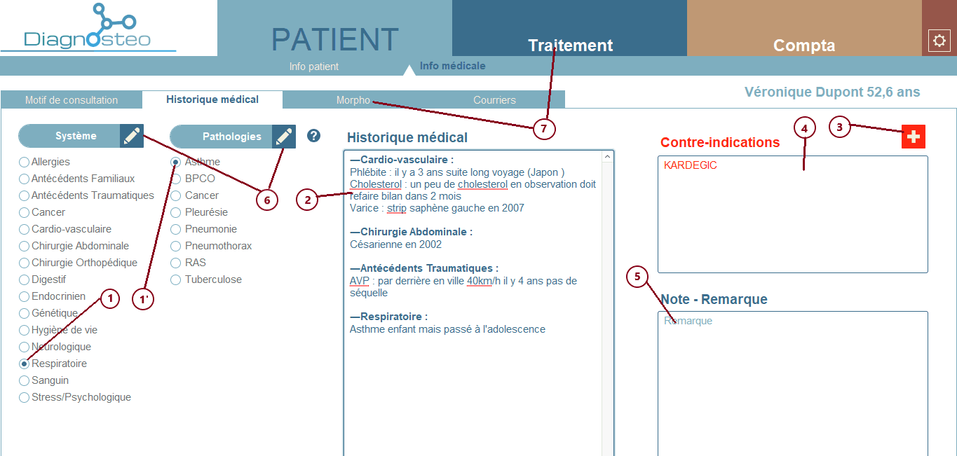 Historique médical Diagnosteo