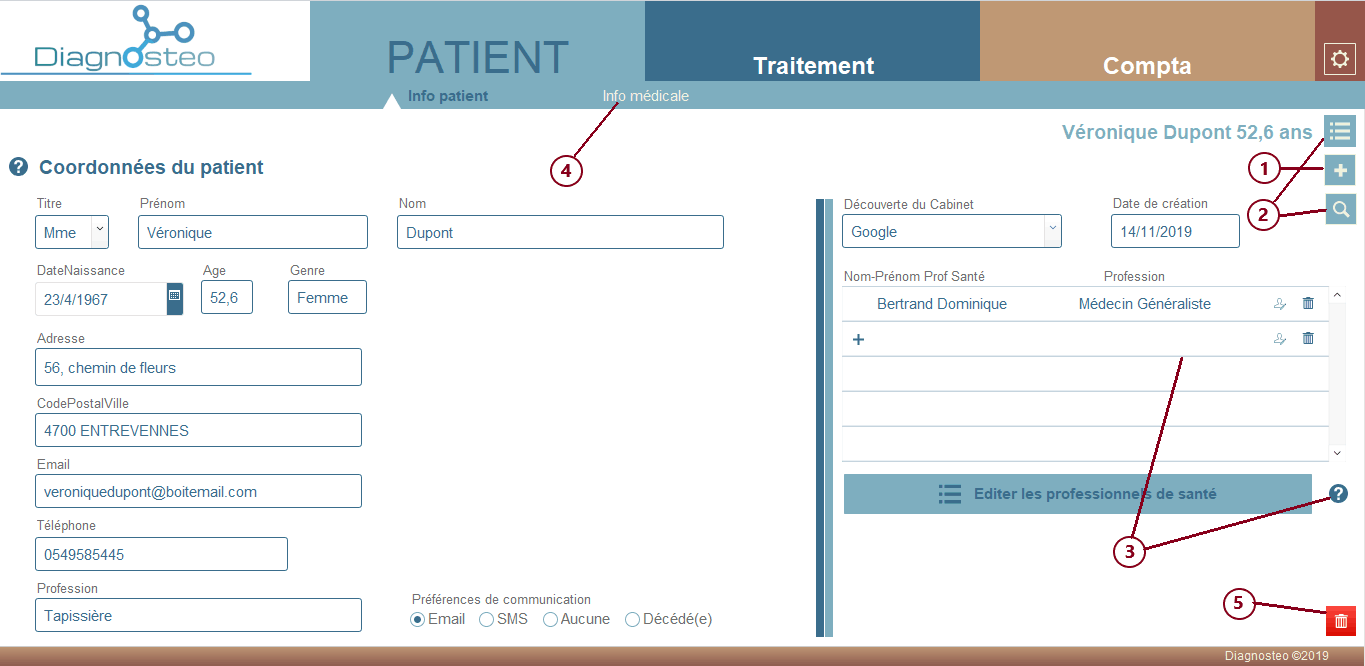 Page Info Patient - Diagnosteo