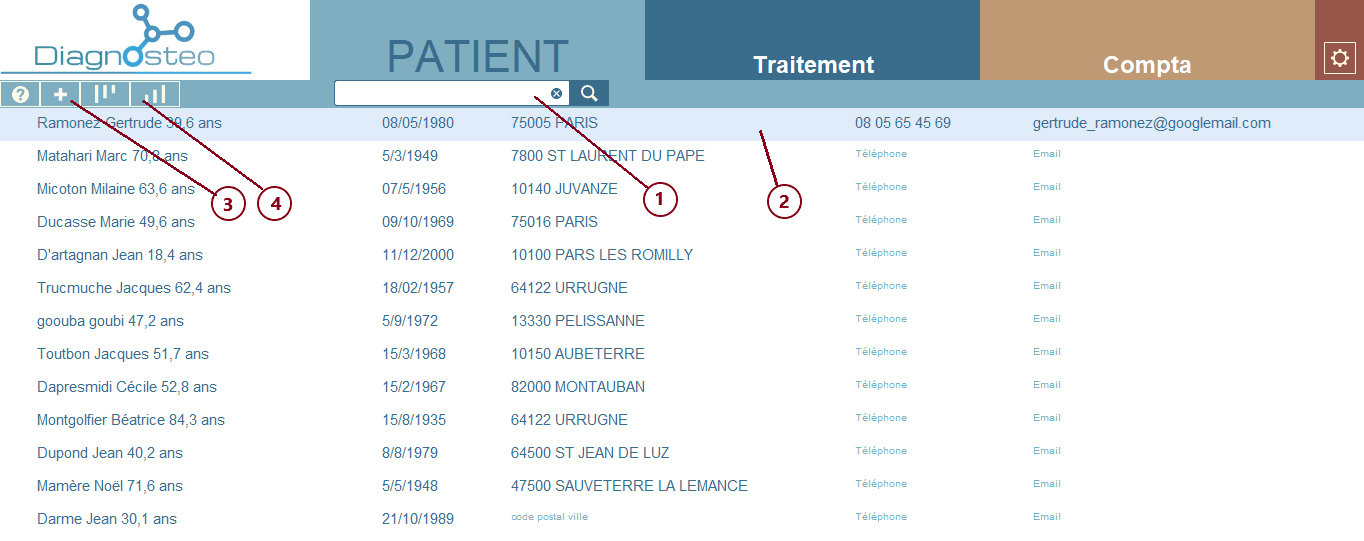 Liste de Patients - Diagnosteo