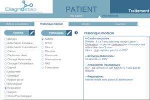Historique médical sur le logiciel Diagnosteo